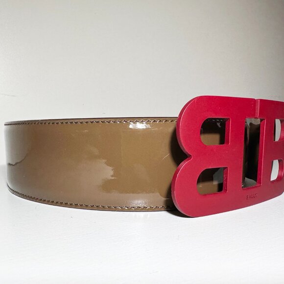 Bally Mirror B45M Belt – Red Logo Buckle - Picture 2 of 8